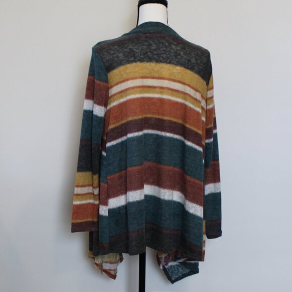 White Birch Multicolored Striped Cardigan Sz Medium - Picture 5 of 8